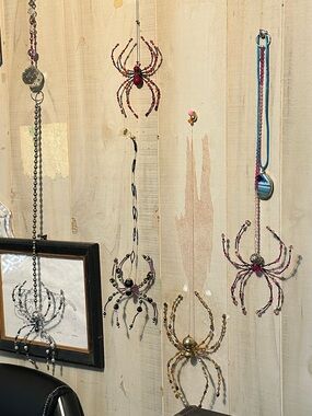 Handmade Beaded Spider Wall Hanging - Multi-Color